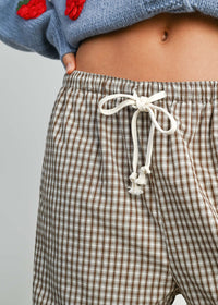 Reggie Tie-Front Check Pant - Brown