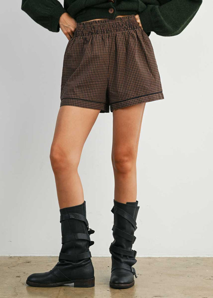 Cleo High-Waisted Trim Short - Brown Multi