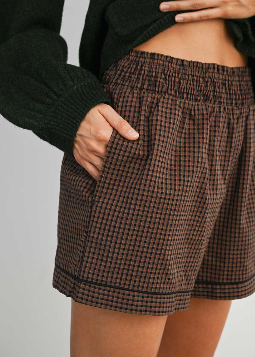 Cleo High-Waisted Trim Short - Brown Multi