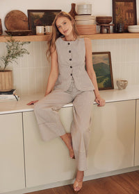 Lena Striped Vest - Burgundy & Cream