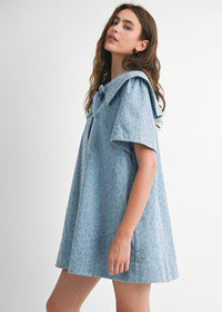 Francine Leopard Denim Collared Mini Dress