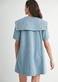 Francine Leopard Denim Collared Mini Dress