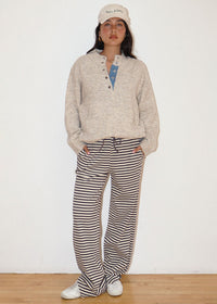 Wallis Two-Tone Snap Collar Sweater - Oatmeal