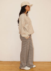 Wallis Two-Tone Snap Collar Sweater - Oatmeal