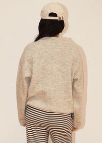 Wallis Two-Tone Snap Collar Sweater - Oatmeal