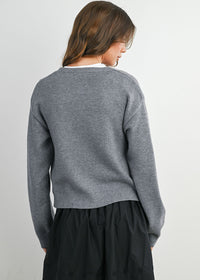 Paulie Fancy Button Cropped Cardigan - Grey