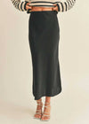 Harissa Side Slit Midi Skirt - Black