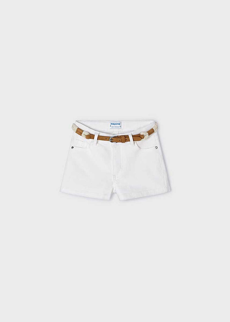 Jillian Girls Belted Shorts - White
