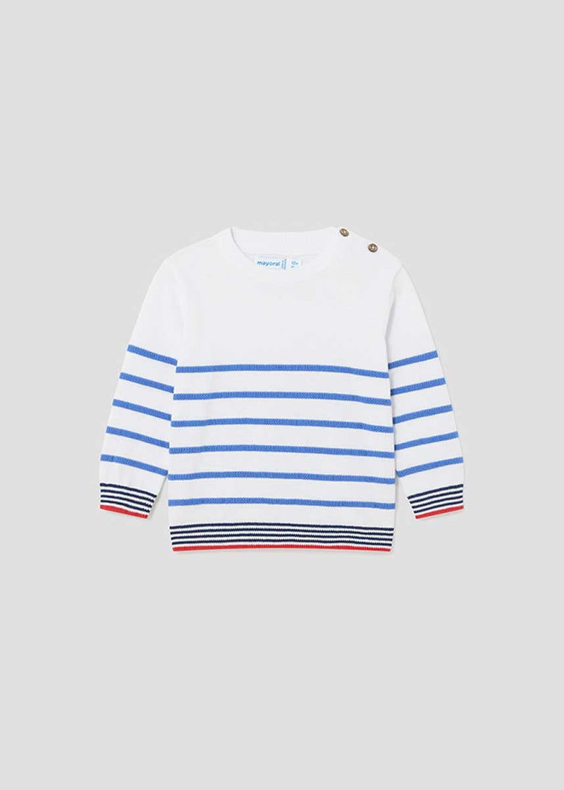 James Baby Striped Sweater - Off White & Blue