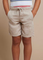 Liam Boys Linen Shorts - Semolina