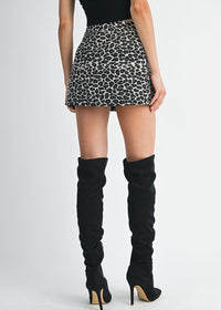 Shania Jacquard Pleated Mini Skort - Leopard