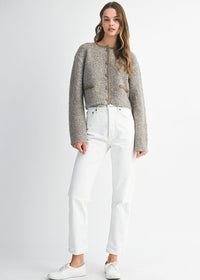 Louise Fuzzy Knit Jacket - Mocha