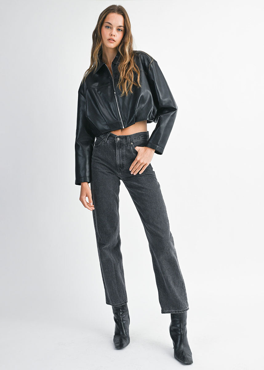 alo Cropped Micro Plisse Jacket M ブラック Cropped Micro Plisse