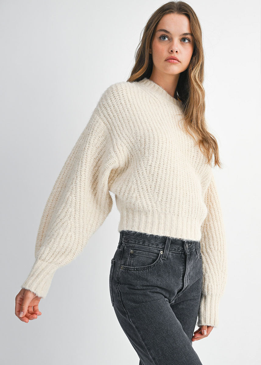 Elliot Slouchy Crew Neck Pullover - Cream