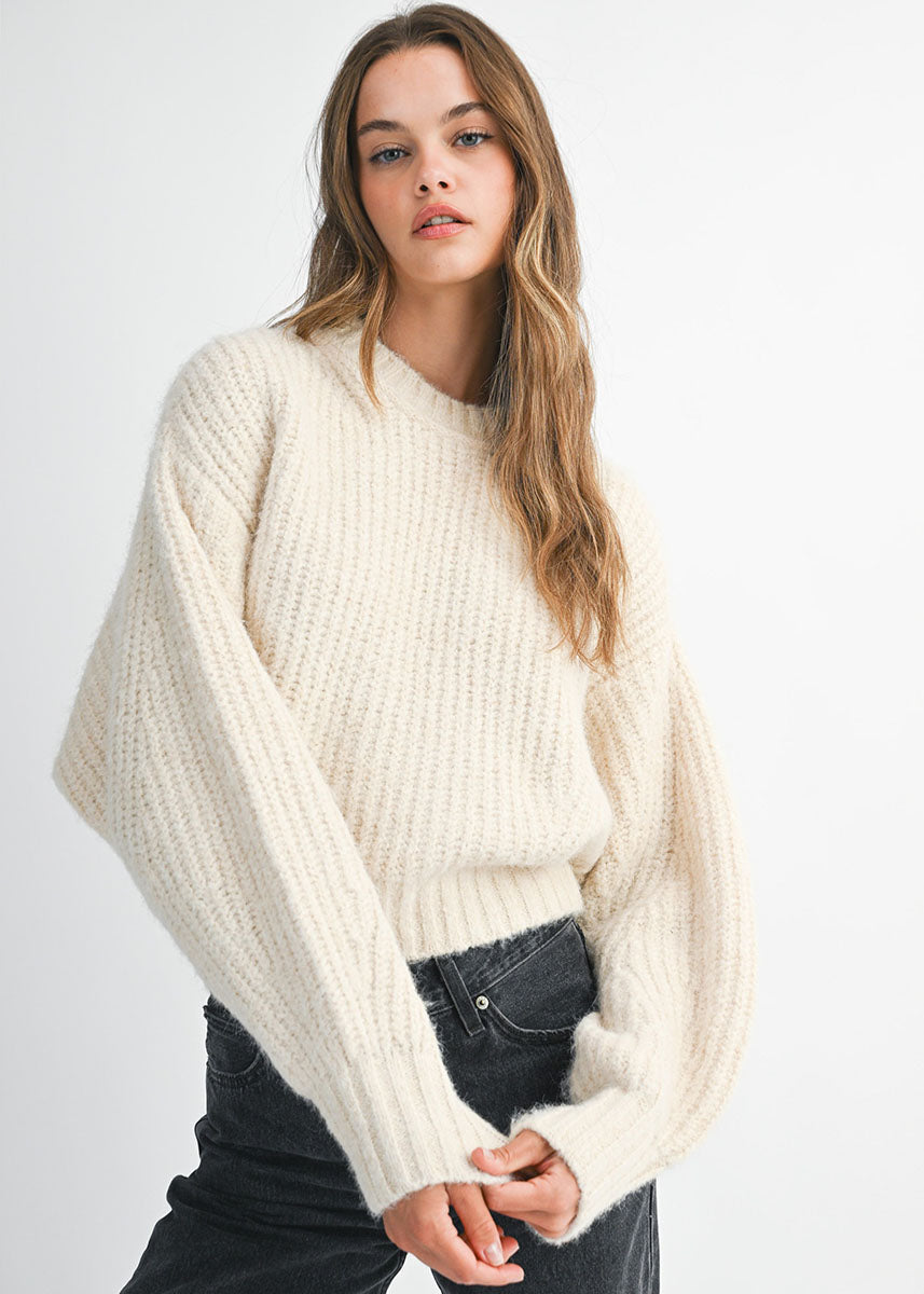 Elliot Slouchy Crew Neck Pullover - Cream