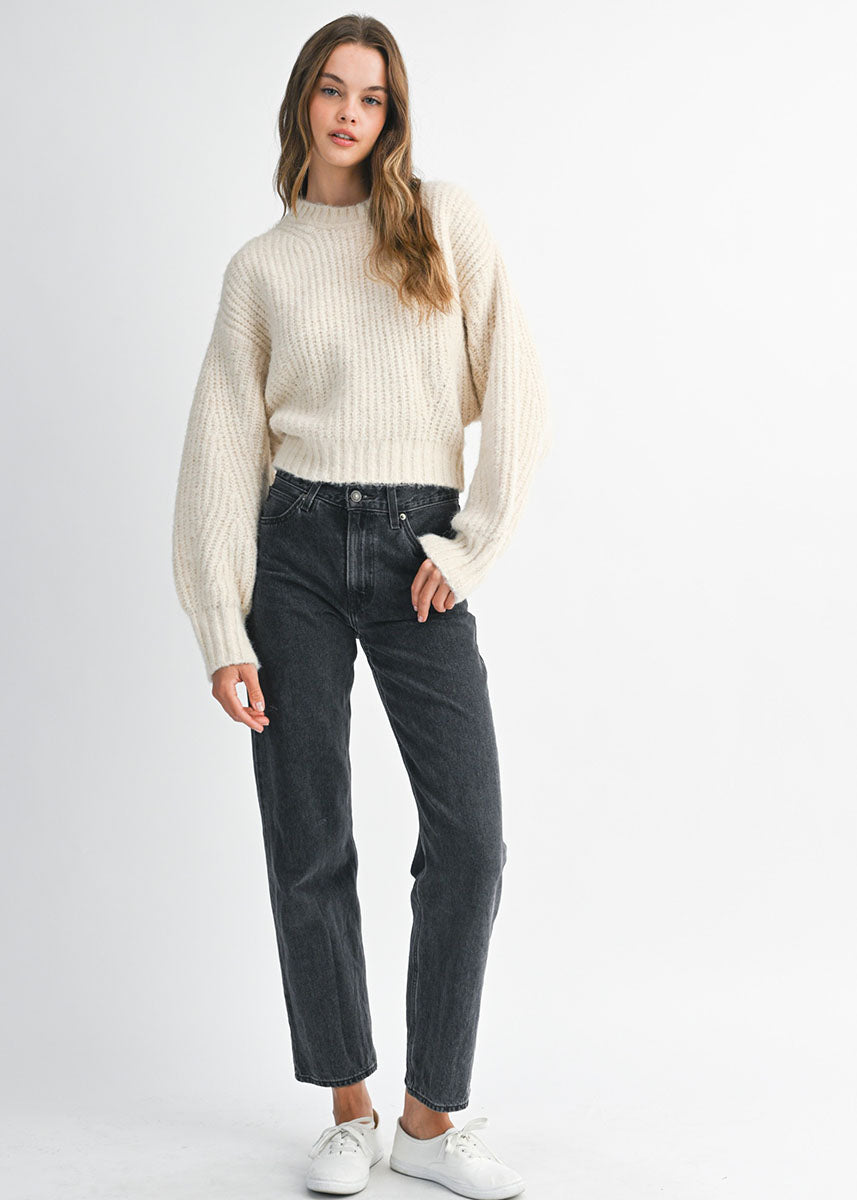 Elliot Slouchy Crew Neck Pullover - Cream