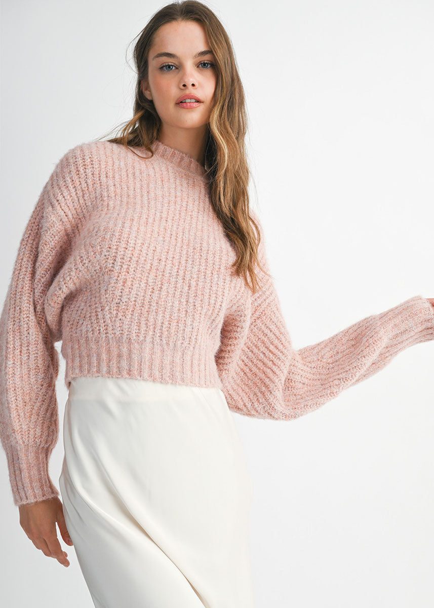 Elliot Slouchy Crew Neck Pullover - Rose