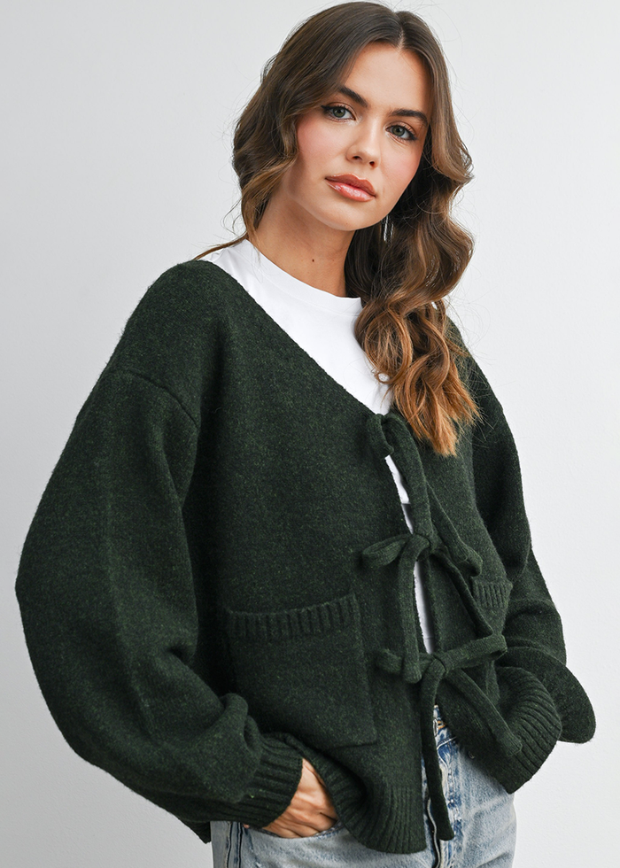 Joanna Tie Cardigan - Olive