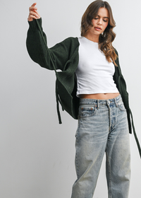 Joanna Tie Cardigan - Olive