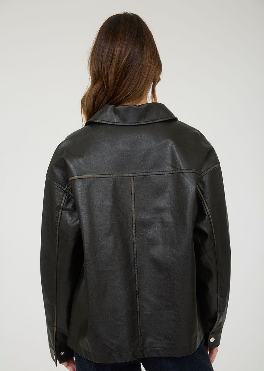 Harley Faux Leather Jacket - Black