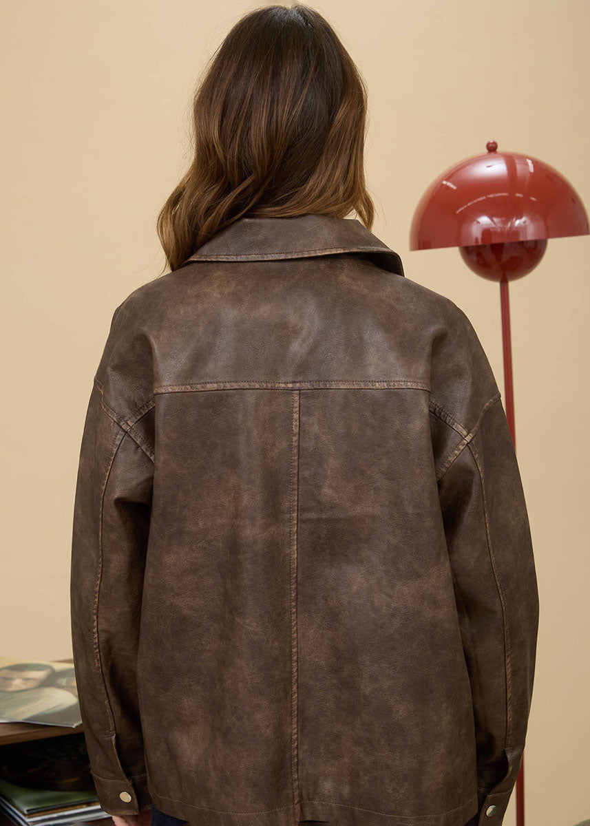 Harley Faux Leather Jacket - Brown – Alice & Wonder