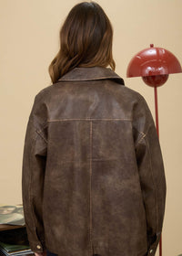 Harley Faux Leather Jacket - Brown