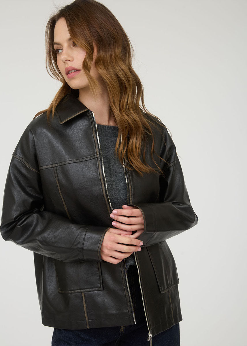 Harley Faux Leather Jacket - Black