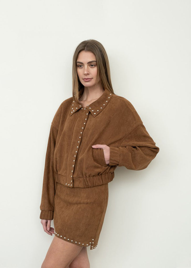 Sadie Studded Jacket - Camel