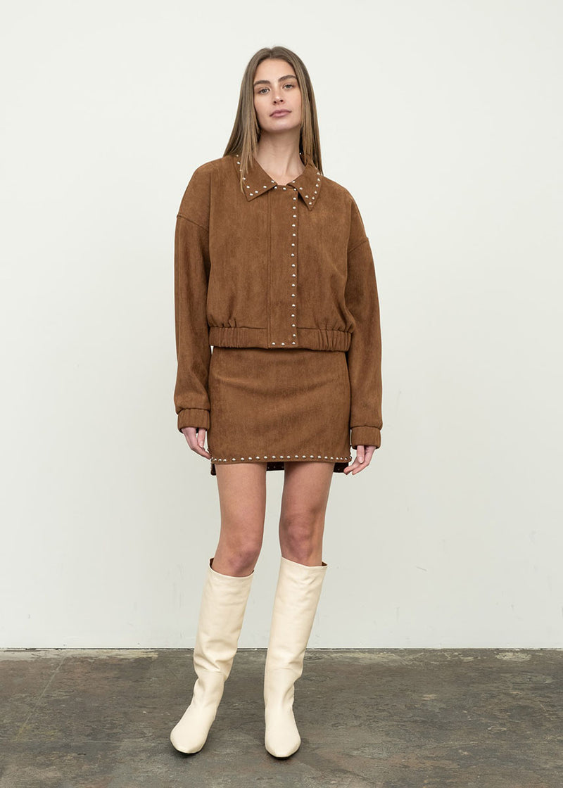 Grace Studded Mini Skirt - Camel