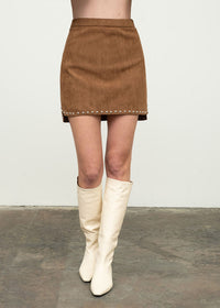 Grace Studded Mini Skirt - Camel