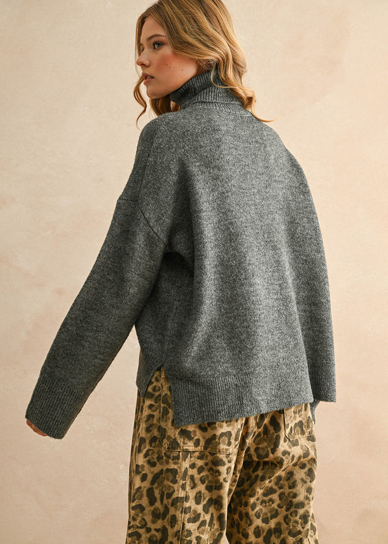 Winona Turtleneck Sweater - Charcoal
