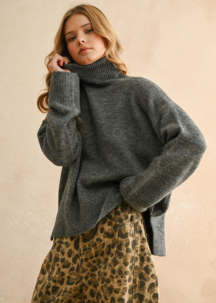 Winona Turtleneck Sweater - Charcoal