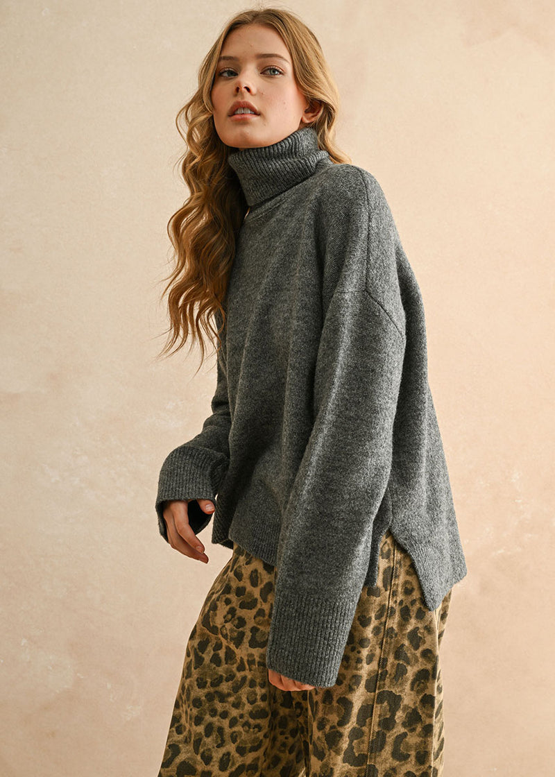 Winona Turtleneck Sweater - Charcoal