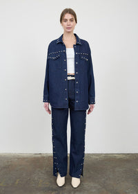 Sasha Studded Denim Jacket - Indigo