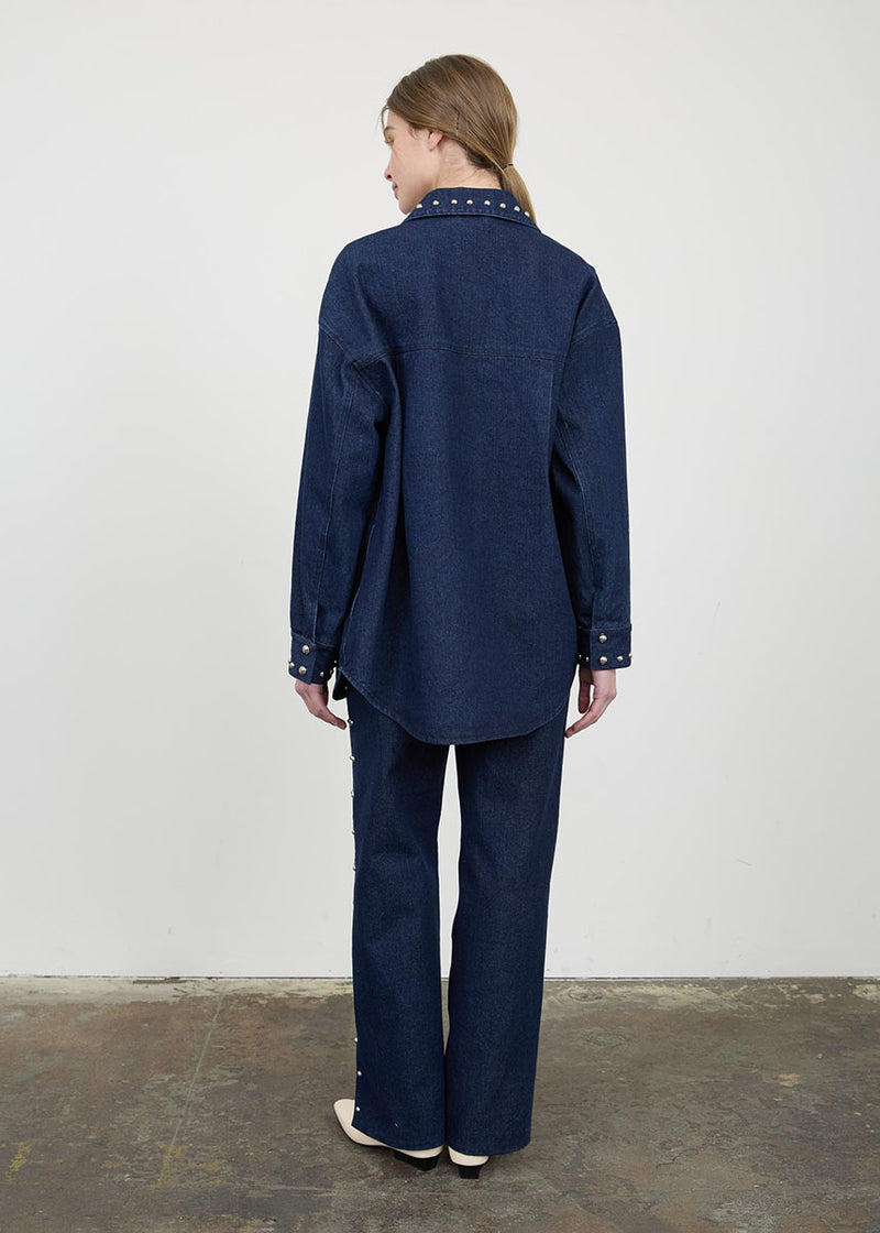 Sasha Studded Denim Jacket - Indigo