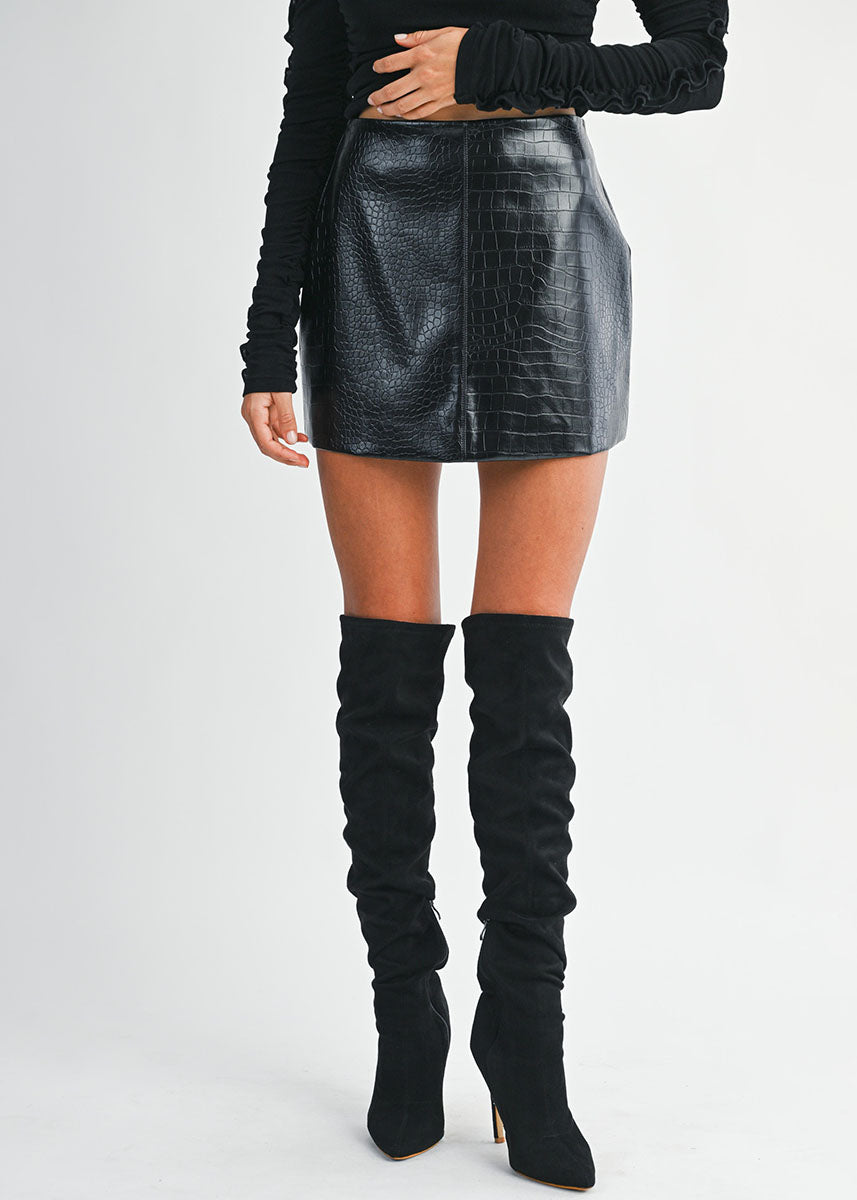 Romee Faux Leather Mini Skirt - Black