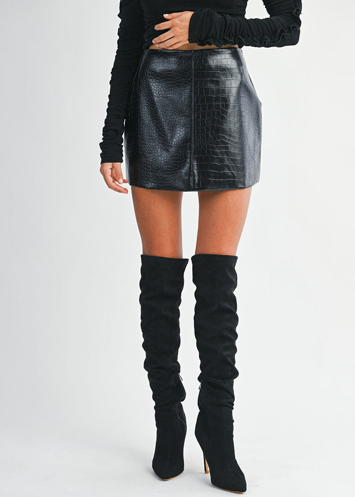 Romee Faux Leather Mini Skirt - Black