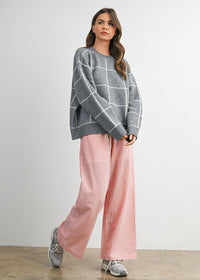 Beck Checkered Crewneck Sweater - Grey Multi