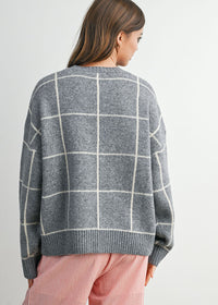 Beck Checkered Crewneck Sweater - Grey Multi