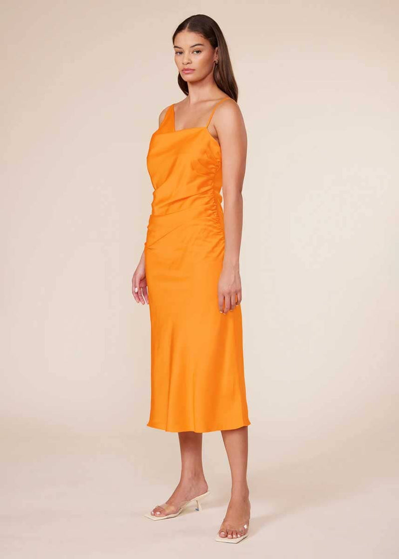 Pierre Gathered Dress - Tangerine