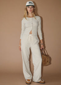 Darby Ribbed Button-Front Top - Cream