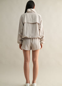 Jade Windbreaker Jacket & Shorts Set - Stone