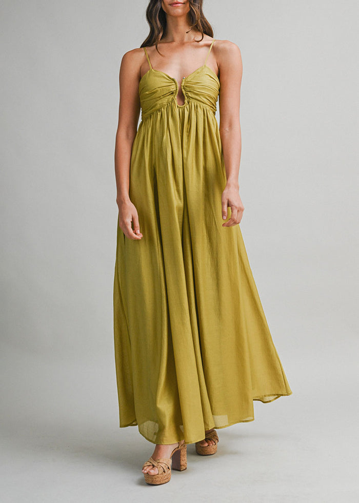 Zaina Ruched Bust Draping Maxi Dress - Kiwi