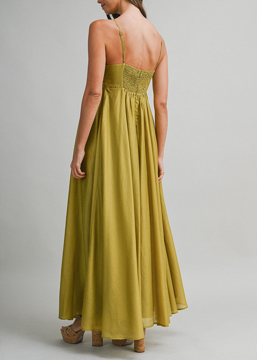 Zaina Ruched Bust Draping Maxi Dress - Kiwi