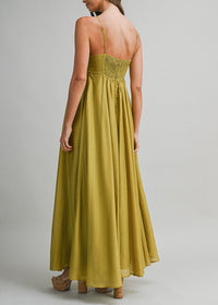 Zaina Ruched Bust Draping Maxi Dress - Kiwi