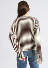 Carlyle Everyday Crewneck Sweater - Chocolate Stripe