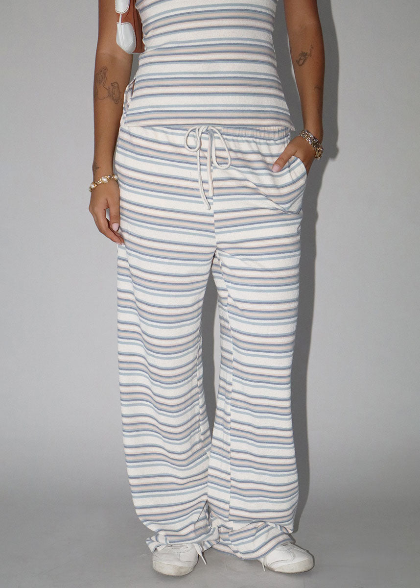Inga Striped Wide Leg Pant - Beige & Blue