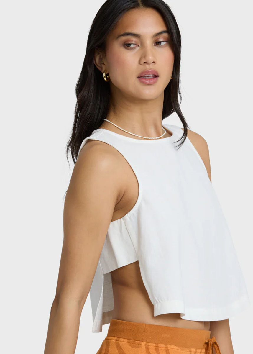 So Breezy Woven Tank - Salt Crystal