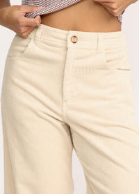 Free Fall Wide Leg Cord Pants - White Cap