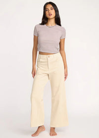 Free Fall Wide Leg Cord Pants - White Cap